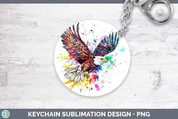 Watercolor Eagle Keychain Sublimation Keyring Designs