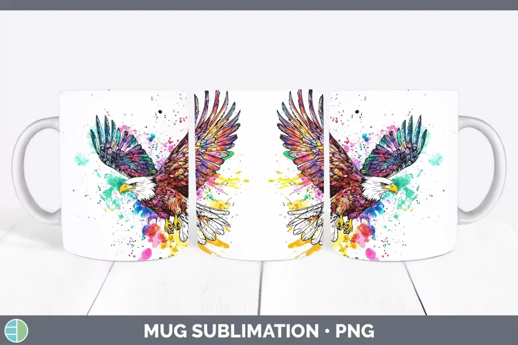 Watercolor Eagle Mug Wrap Sublimation Coffee Cup Designs
