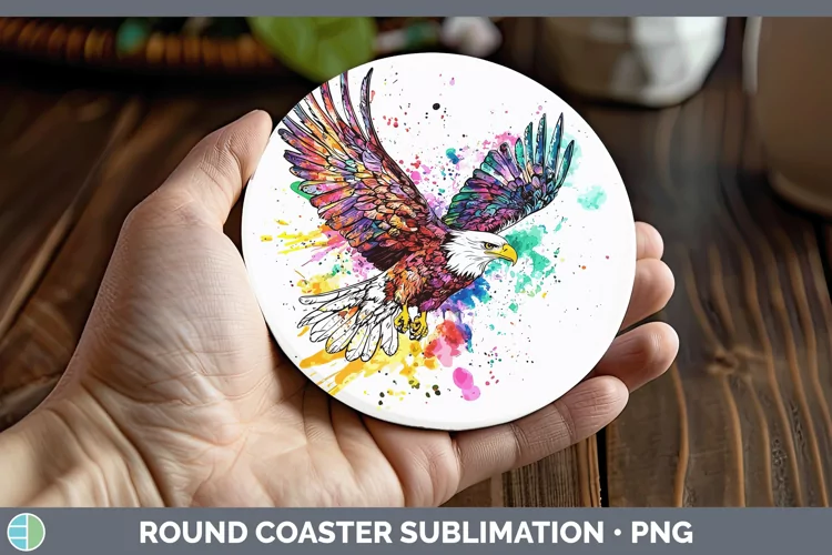 Watercolor Eagle Round Coaster Sublimation Coaster Designs
