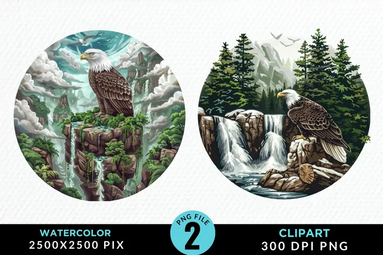 Watercolor Eagles Exquisite Clipart