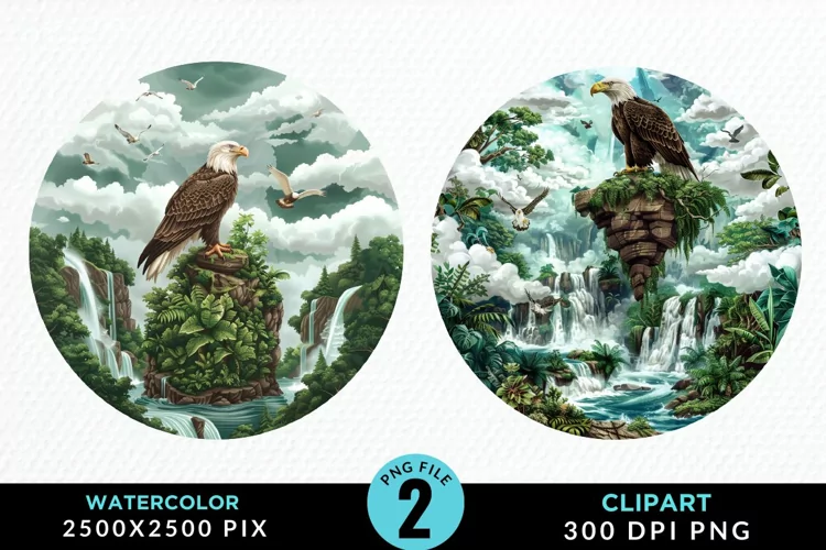 Watercolor Eagles Exquisite Clipart