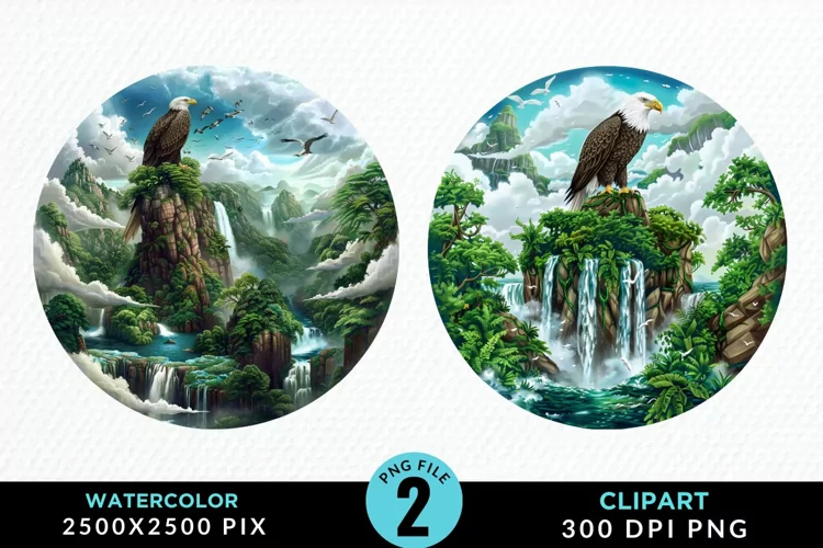 Watercolor Eagles Exquisite Clipart