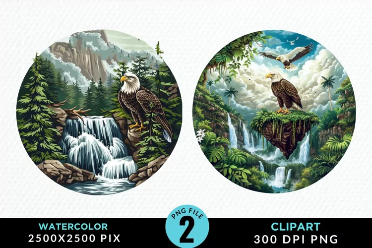 Watercolor Eagles Artwork Clipart