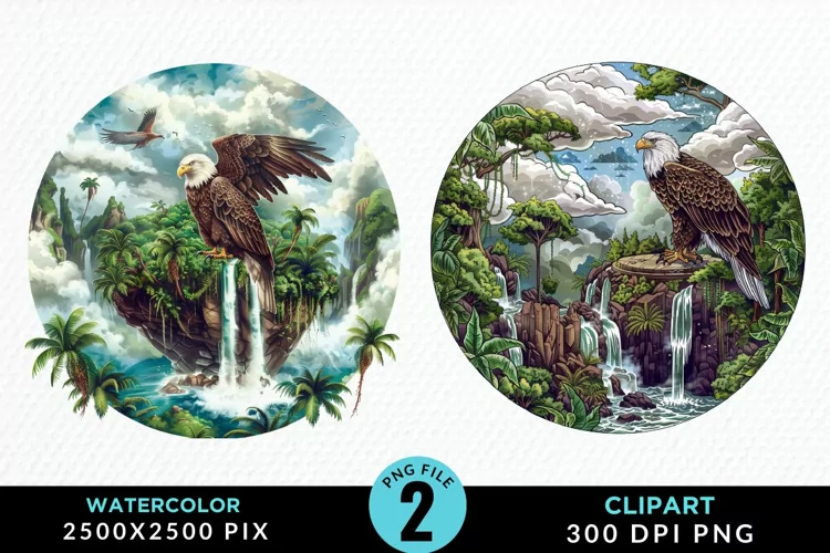 Watercolor Eagles Exquisite Clipart