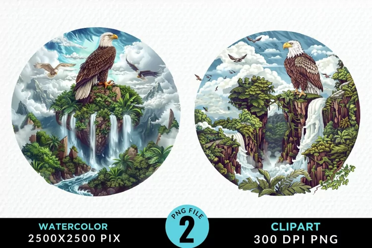 Watercolor Eagles Exquisite Clipart