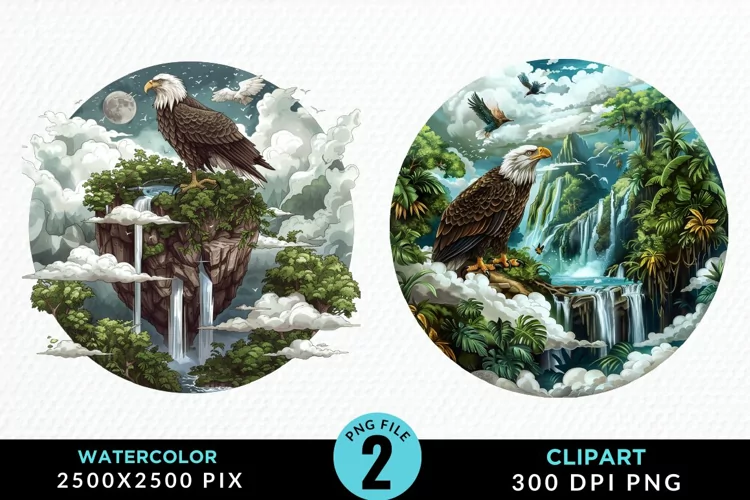 Watercolor Eagles Artwork Clipart