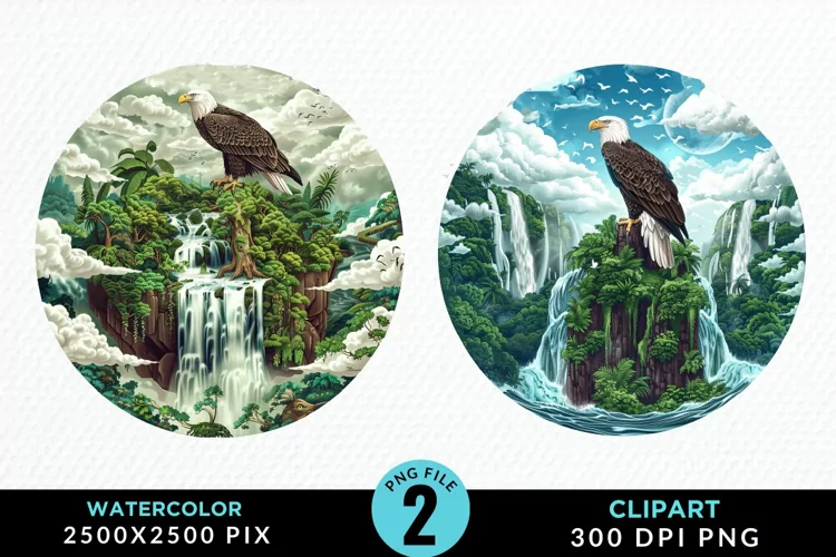Watercolor Eagles Exquisite Clipart
