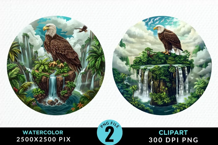 Watercolor Eagles Exquisite Clipart