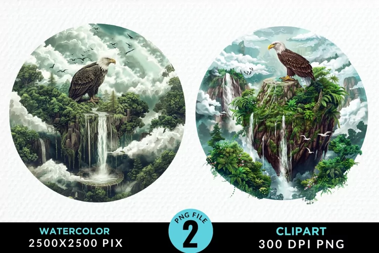 Watercolor Eagles Exquisite Clipart