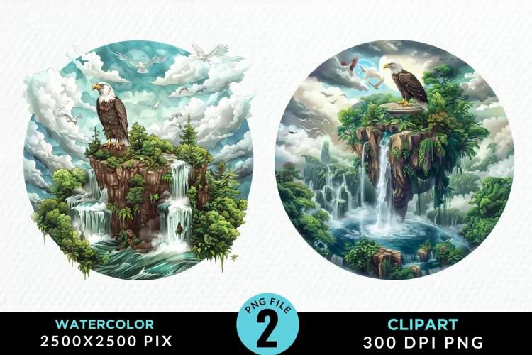 Watercolor Eagles Artwork Clipart