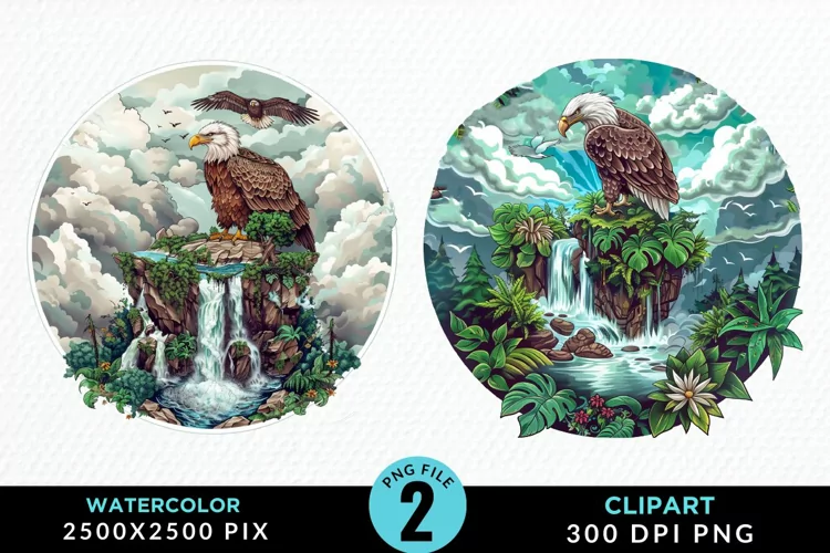 Watercolor Eagles Artwork Clipart