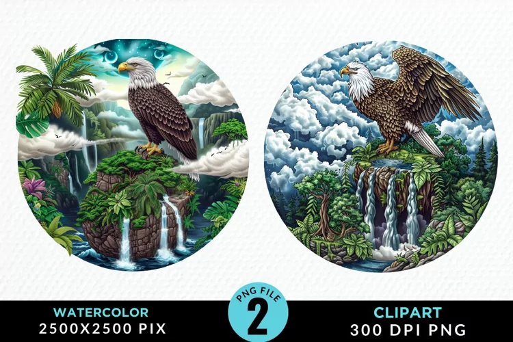 Watercolor Eagles Artwork Clipart