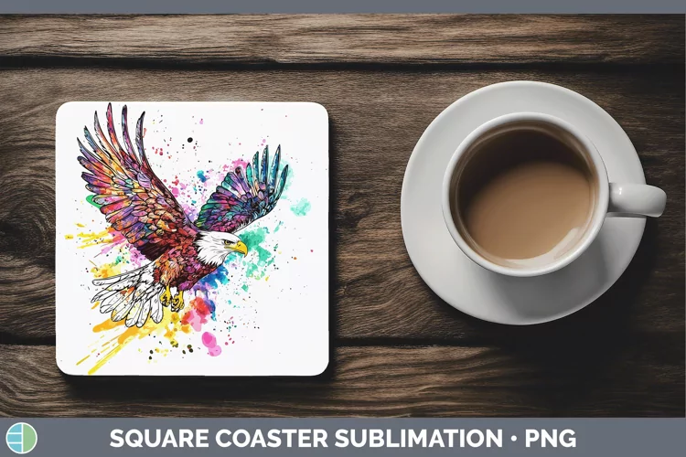 Watercolor Eagle Square Coaster Sublimation Coaster Designs