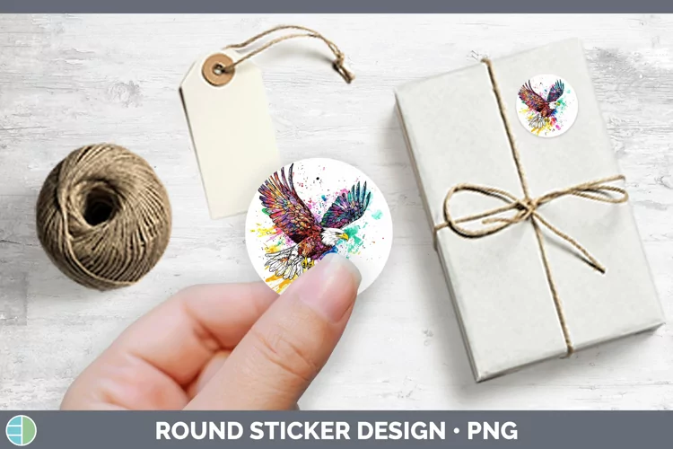 Watercolor Eagle Stickers | Round Labels Designs