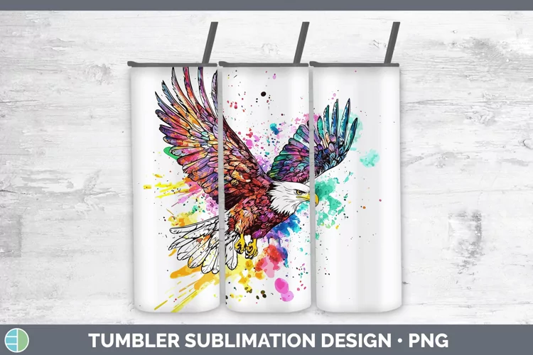 Watercolor Eagle Tumbler Sublimation 20 oz Skinny Tumbler De