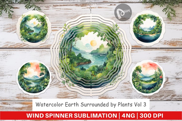 Wind Spinner Watercolor Earth Plants example image 1