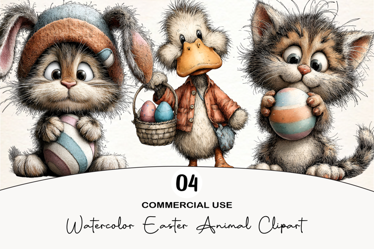 Watercolor Easter Animal Clipart