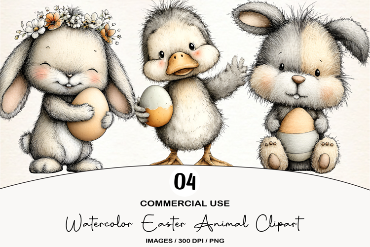 Watercolor Easter Animal Clipart