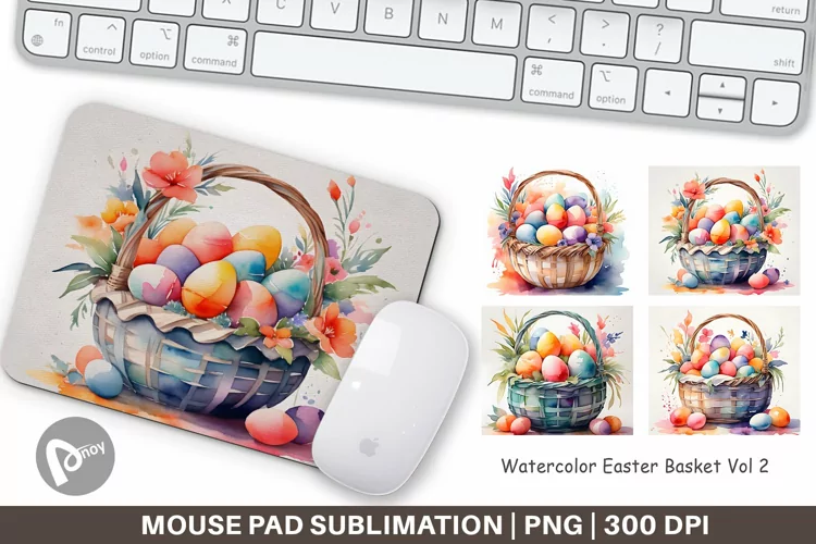 Mouse Pad Watercolor Easter Basket