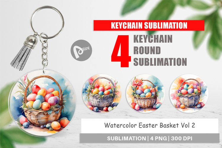 Keychain Watercolor Easter Basket
