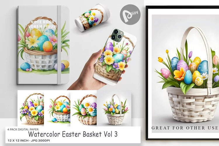 Digital Paper Easter Basket