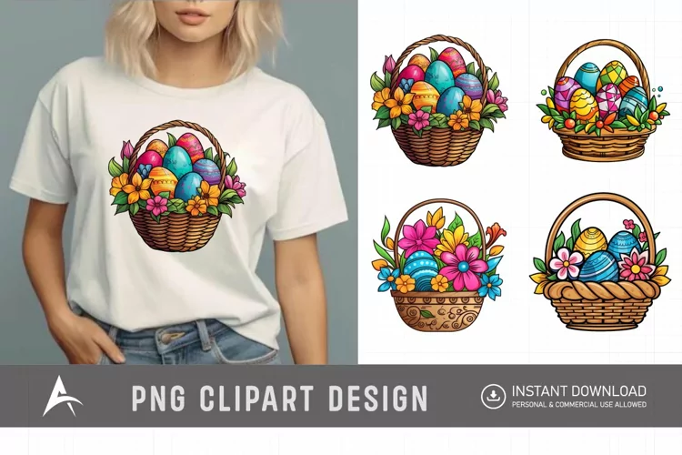 Watercolor Easter Baskets Clipart