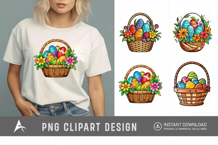 Watercolor Easter Baskets Clipart