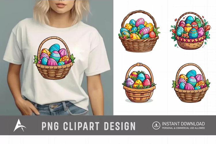Watercolor Easter Baskets Clipart