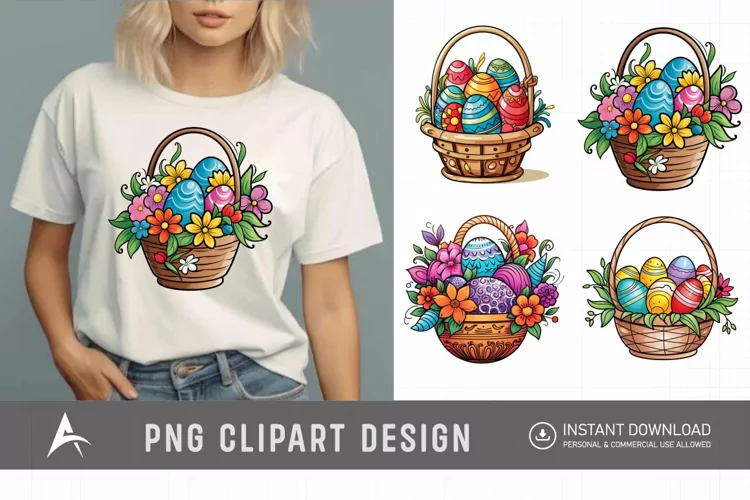 Watercolor Easter Baskets Clipart