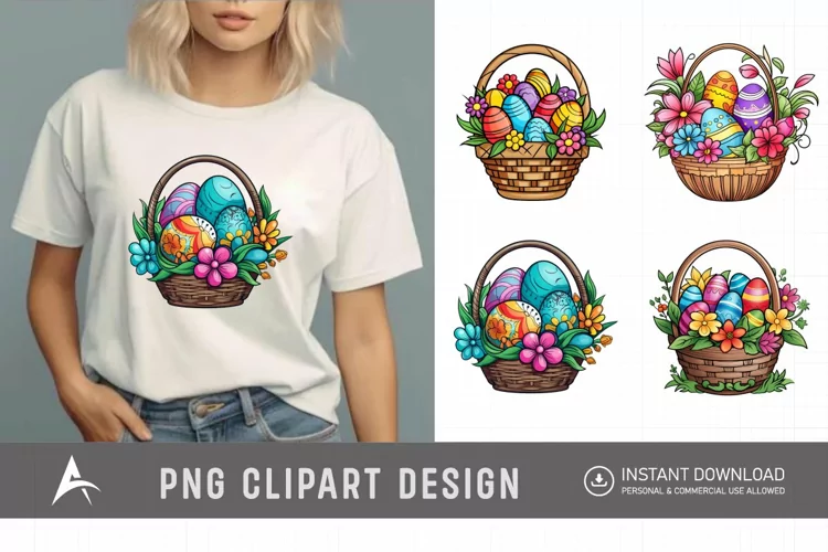 Watercolor Easter Baskets Clipart