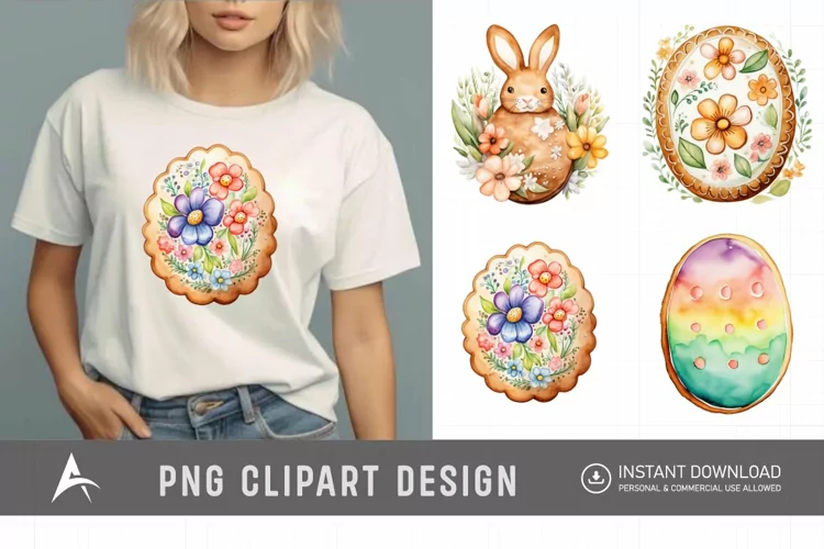Watercolor Easter Biscuit Clipart