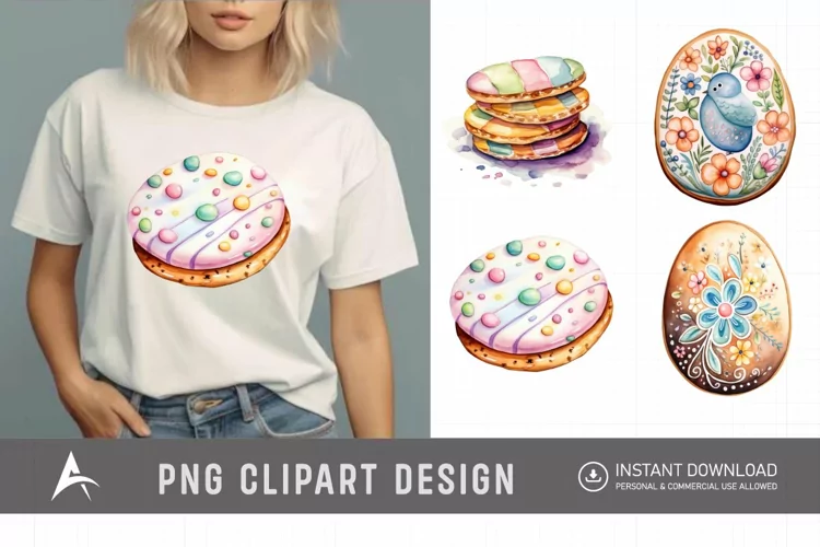 Watercolor Easter Biscuit Clipart