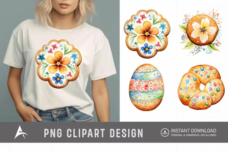 Watercolor Easter Biscuit Clipart