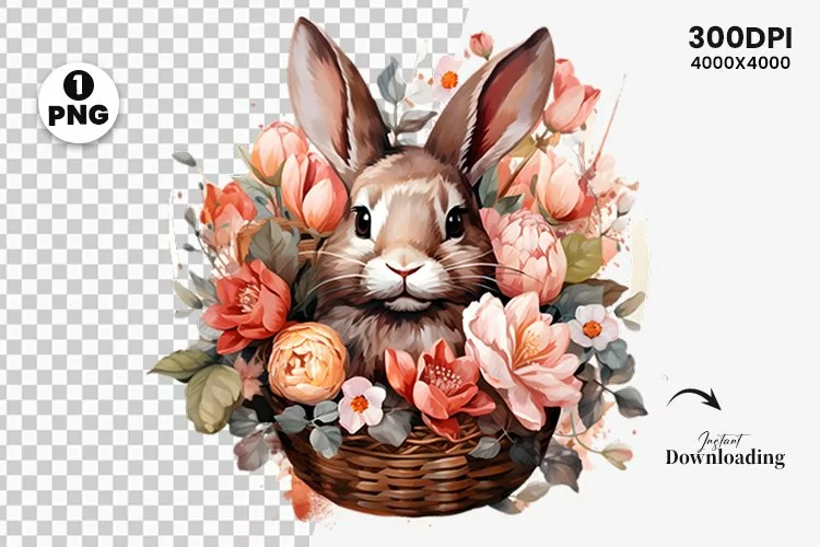 Watercolor Easter Day Sublimation Clipart | Easter Bunny PNG