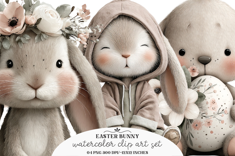 Watercolor easter bunny clipart - easter bunny PNG