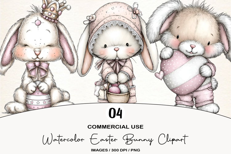 Watercolor Easter Bunny Clipart