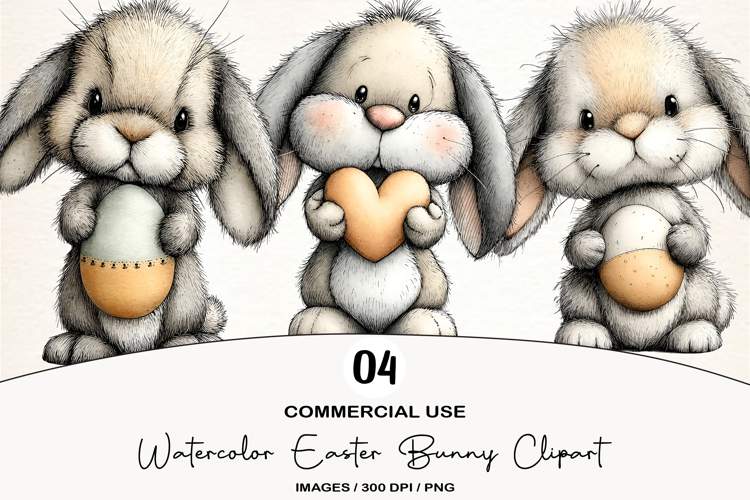 Watercolor Easter Bunny Clipart