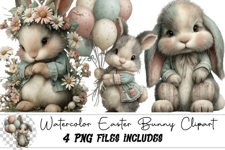 Watercolor Easter Bunny Clipart