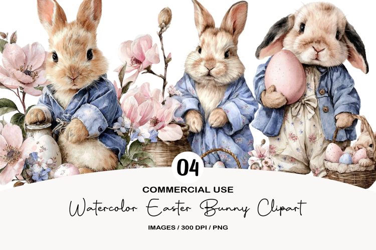 Watercolor Easter Bunny Clipart