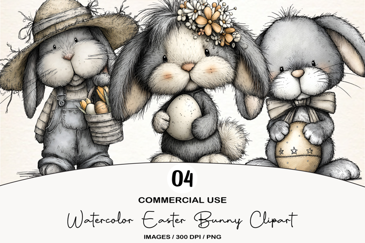 Watercolor Easter Bunny Clipart