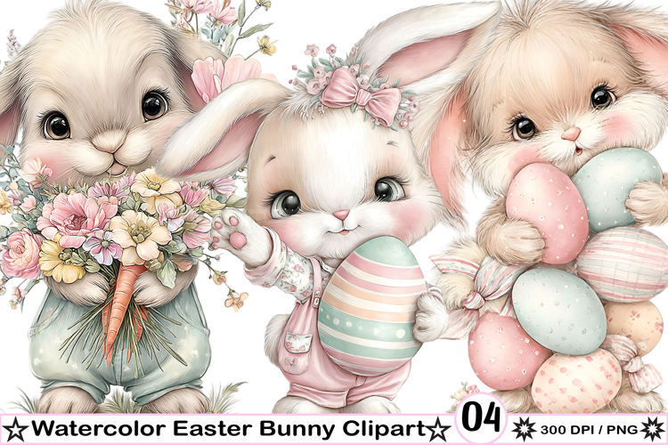 Watercolor Easter Bunny Clipart