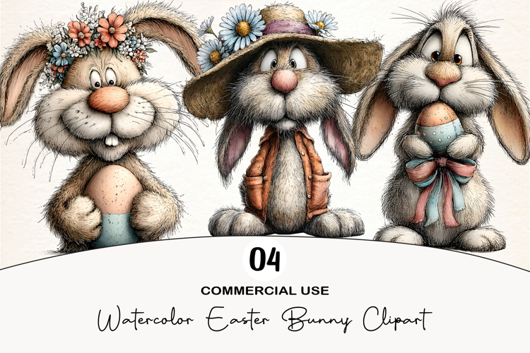 Watercolor Easter Bunny Clipart