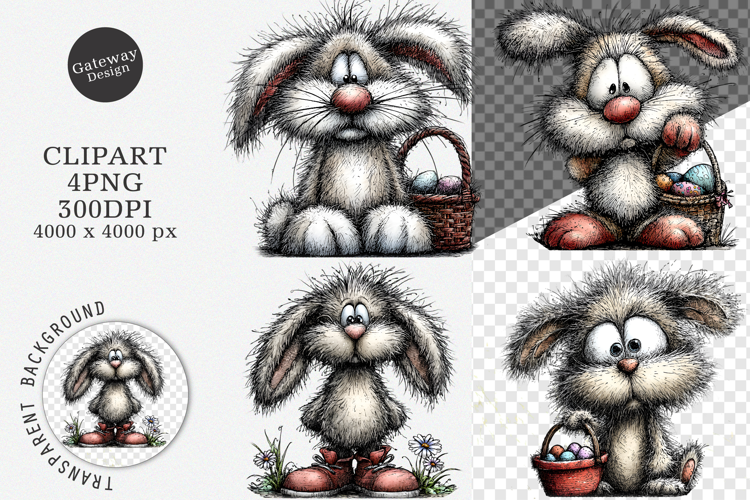 Watercolor easter bunny clipart - easter bunny PNG