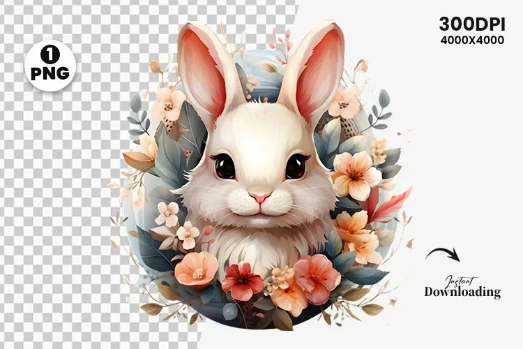 Watercolor Easter Day Clipart Sublimation | Easter Bunny PNG