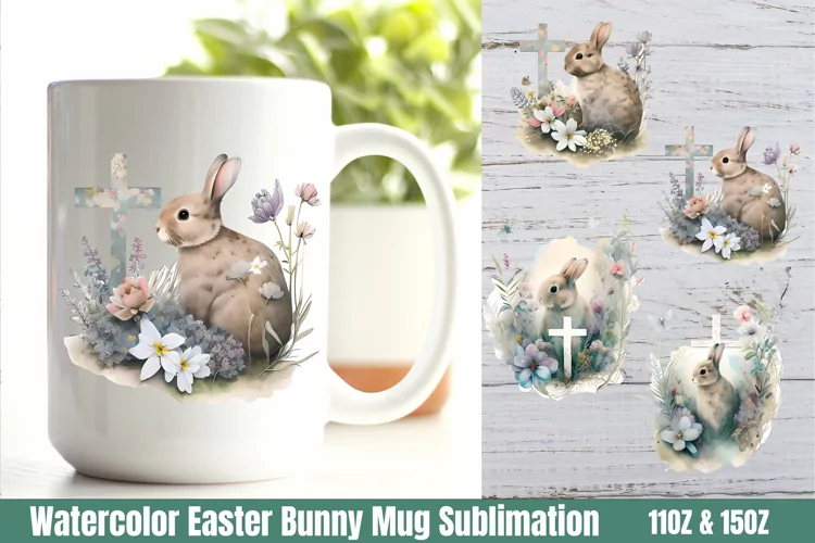 Watercolor Easter Bunny Mug Wrap