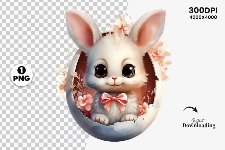Watercolor Easter Day Sublimation Clipart | Easter Bunny PNG