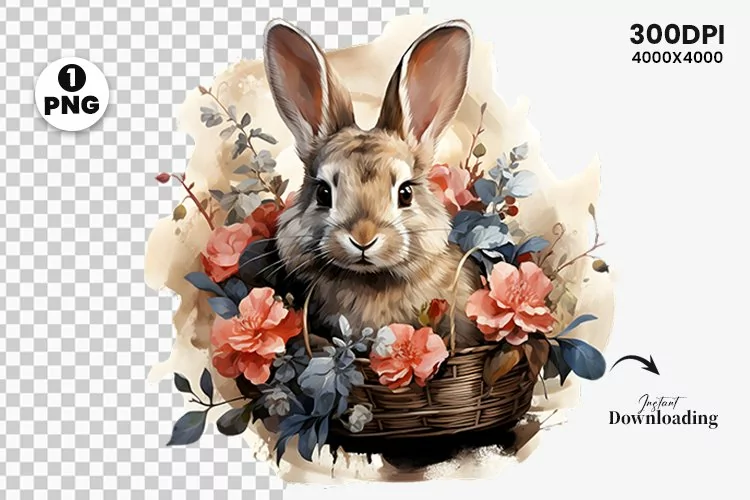 Watercolor Easter Day Sublimation Clipart | Easter Bunny PNG