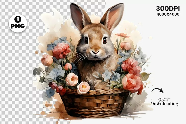 Watercolor Easter Day Sublimation Clipart | Easter Bunny PNG