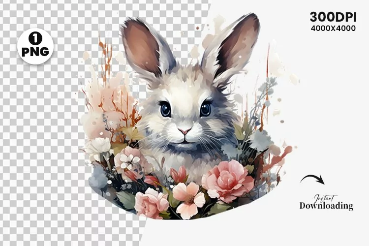 Watercolor Easter Day Sublimation Clipart | Easter Bunny PNG