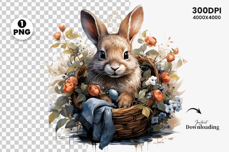 Watercolor Easter Day Sublimation Clipart | Easter Bunny PNG
